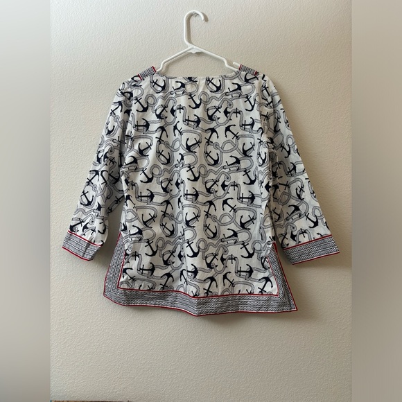 Princess Cruises anchors v-neck tunic size large L, nautical print top - Picture 3 of 14